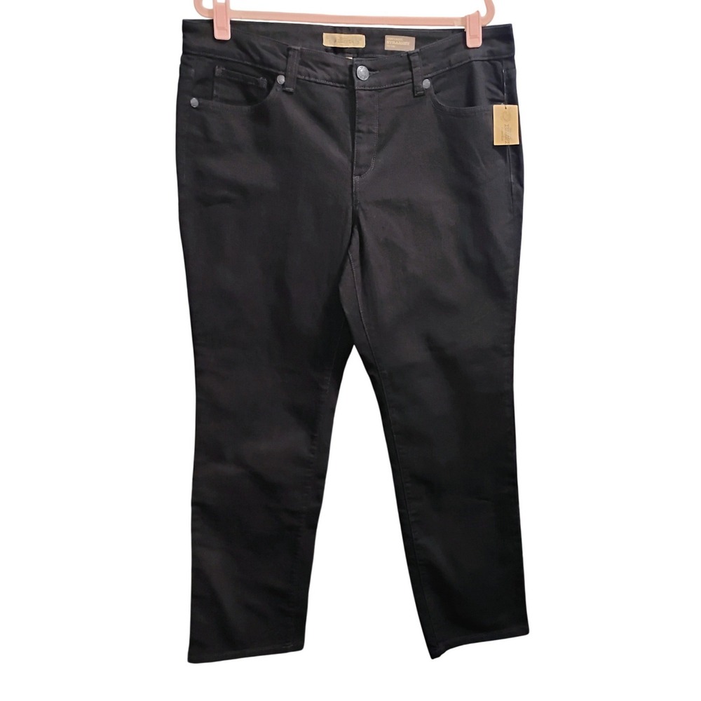 Nine West Vintage America Black Rinse Straight Leg Jeans Womens 14/32 Nwt